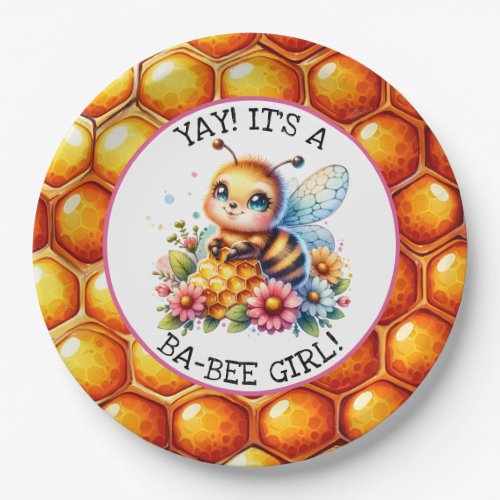 Honey bee themed Girls Baby Shower  Paper Plates