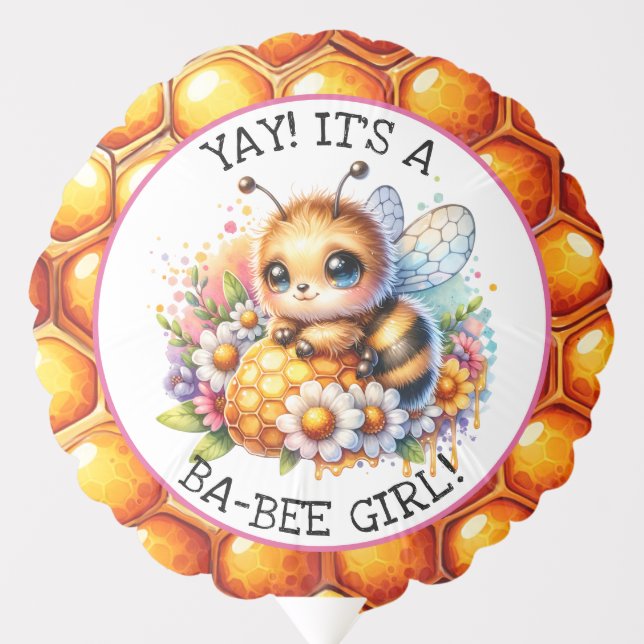 Honey bee themed Girl's Baby Shower Personalized Balloon (Front)