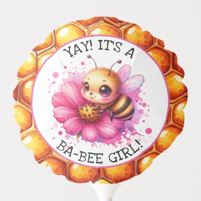 Honey bee themed Girl's Baby Shower Personalized Balloon (Front)
