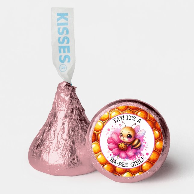 Honey bee themed Girl's Baby Shower Personalized Hershey®'s Kisses® (Front)