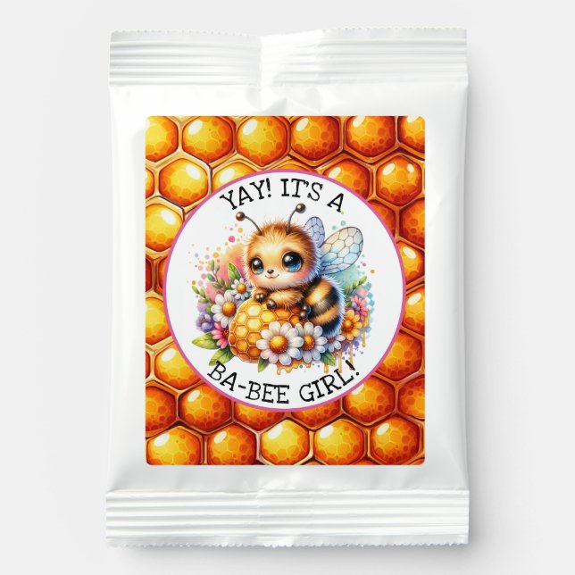 Honey bee themed Girl's Baby Shower Personalized Lemonade Drink Mix (Front)