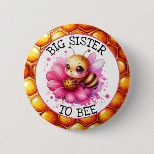 Honey bee themed Girl's Baby Shower Sister to be Button