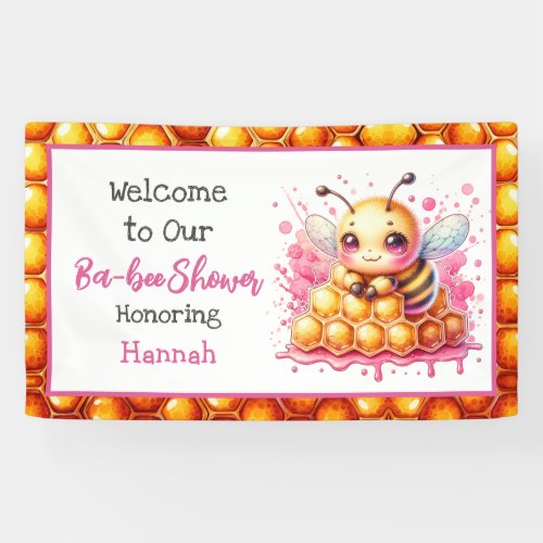 Honey bee themed Girls Baby Shower Welcome Banner