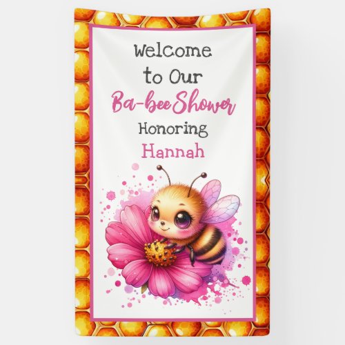 Honey bee themed Girls Baby Shower Welcome Banner