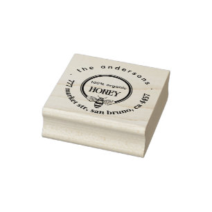 Honey Bee Vintage Family Name & Return Address Rubber Stamp