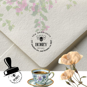 Honey Bee   Vintage Family Name & Return Address Rubber Stamp