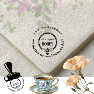 Honey Bee   Vintage Family Name & Return Address Rubber Stamp