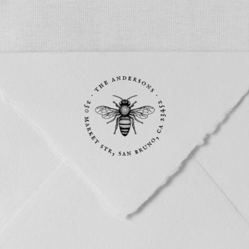 Honey Bee | Vintage Family Name & Return Address Rubber Stamp by Cali_Graphics at Zazzle