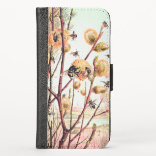 Honey bee vintage illustration iPhone XS wallet case