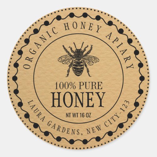 Honey Bee Vintage Jar Craft Paper Product Label