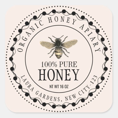 Honey Bee Vintage Jar Minimal Paper Product Label
