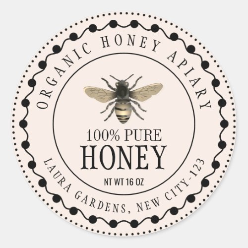 Honey Bee Vintage Jar Minimal Paper Product Label