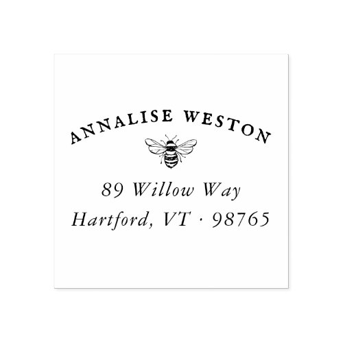 Honey Bee Vintage Whimsical Return Address Rubber Stamp
