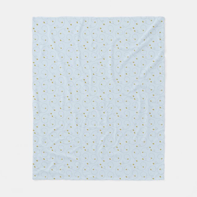 Honey Bee Waggle Dance Blue Fleece Blanket (Front)