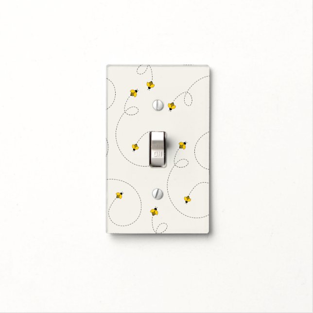 Honey Bee Waggle Dance Ivory White Light Switch Cover (In Situ)