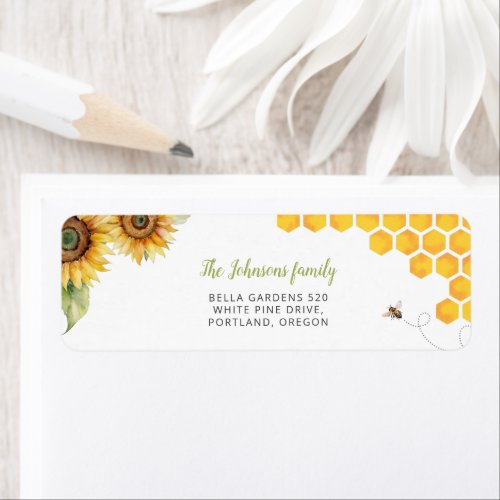 Honey Bee Watercolor Baby Shower Return Address Label
