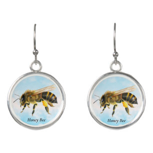 Honey Bee Watercolor Painting Earrings