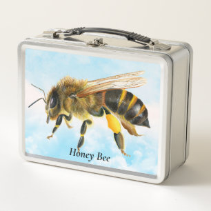 Honey Bee Watercolor Painting Metal Lunch Box