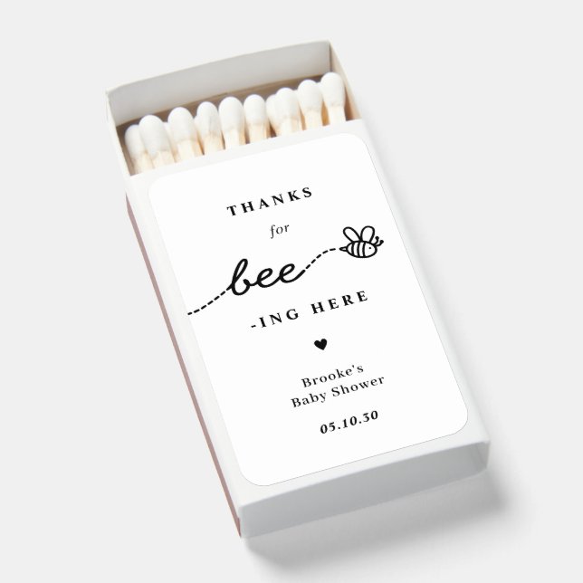 Honey Bee Wedding Bridal Baby Shower Favor Matchboxes (Front Open)