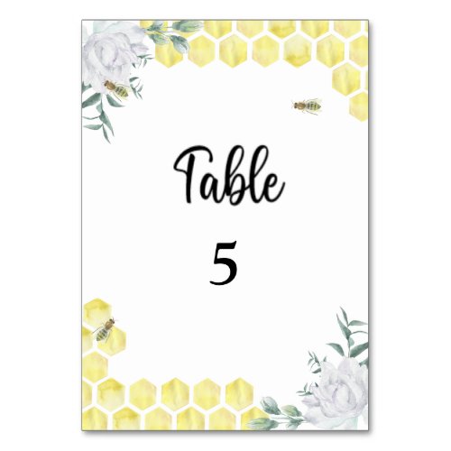 Honey bee wedding  table number