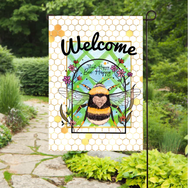 Honey Bee Welcome Garden Flag | Zazzle