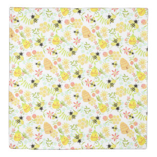 Honey Bee White Duvet Cover