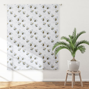 Honey Bee White Sheer Curtains