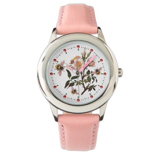 HONEY BEE WILD ROSES BEEKEEPER Floral Pink White Watch