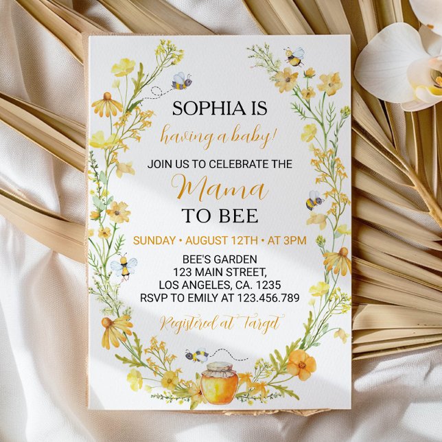 Honey Bee Wildflower Baby Shower Invitation (Creator Uploaded)