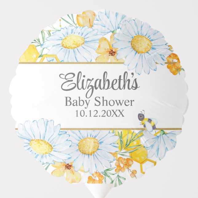 Honey Bee Wildflowers Baby Shower  Balloon (Front)
