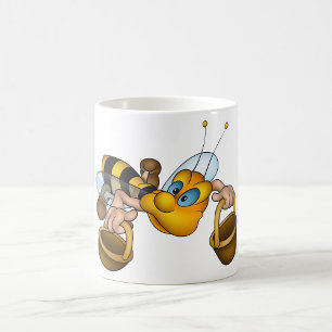 Honey Bee with Baskets Fun Busy Bee Illustration  Coffee Mug