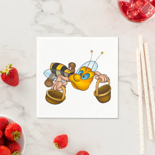 Honey Bee with Baskets Fun Busy Bee Illustration Napkins