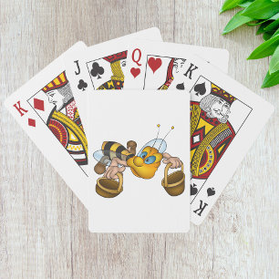 Honey Bee with Baskets Fun Busy Bee Illustration Poker Cards