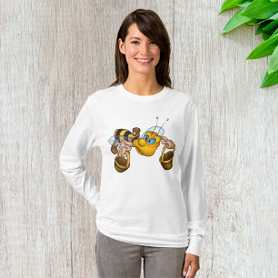 Honey Bee with Baskets Fun Busy Bee Illustration T-Shirt