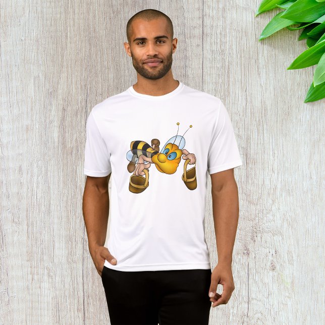 Honey Bee with Baskets Fun Busy Bee Illustration  T-Shirt (Creator Uploaded)
