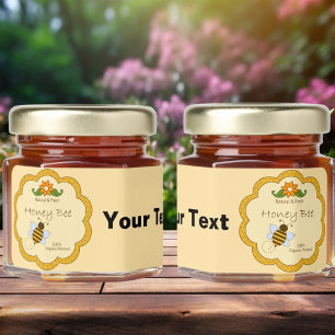 Honey Bee with Customizable Text Label Honey Jar Favors