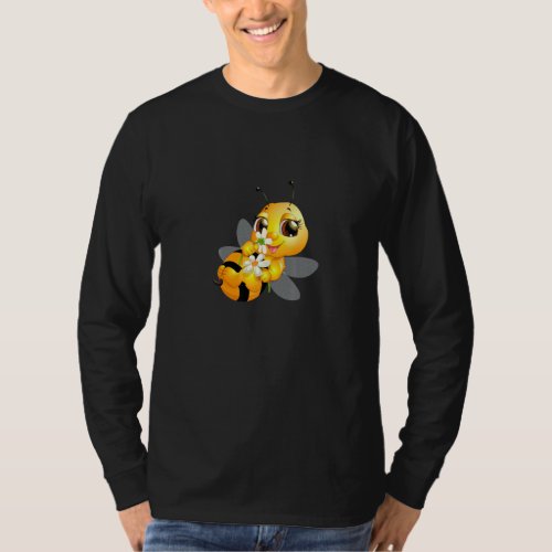 Honey Bee With Daisy Girls  Womens  T_Shirt