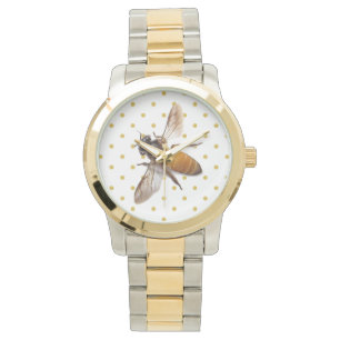 Honey Bee with gold polka dots Watch