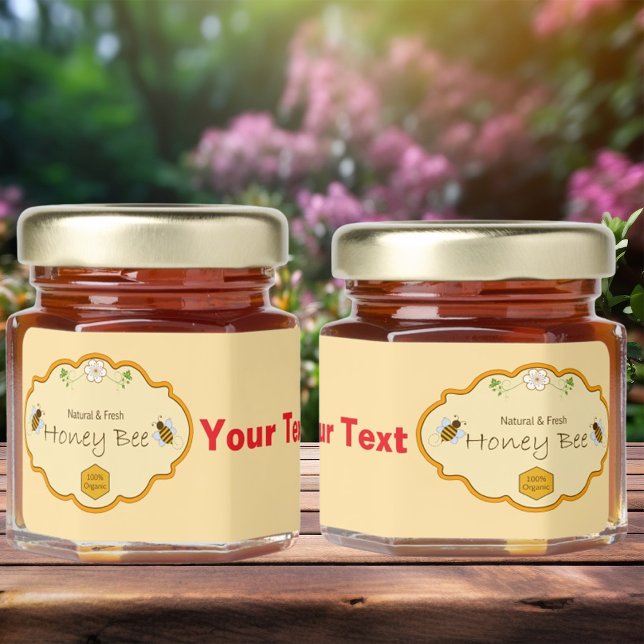Honey Bee with Your Own Text Label Jar Favors (Creator Uploaded)