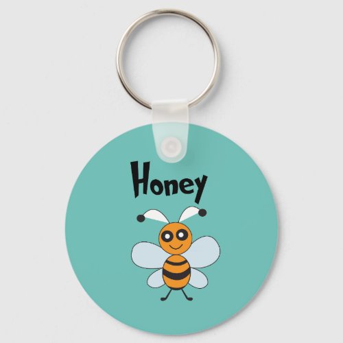 Honey Bee Yellow Black Cute Summer Keychain