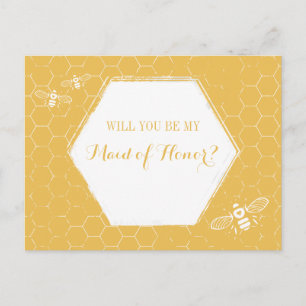 Honey Bee Yellow Custom Maid of Honor Proposal Invitation Postcard