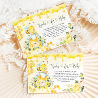 Honey Bee Yellow Floral Garden Books for Baby Enclosure Card