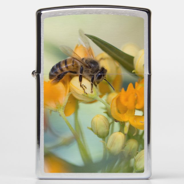 Honey Bee Yellow Flower Zippo Lighter (Front)