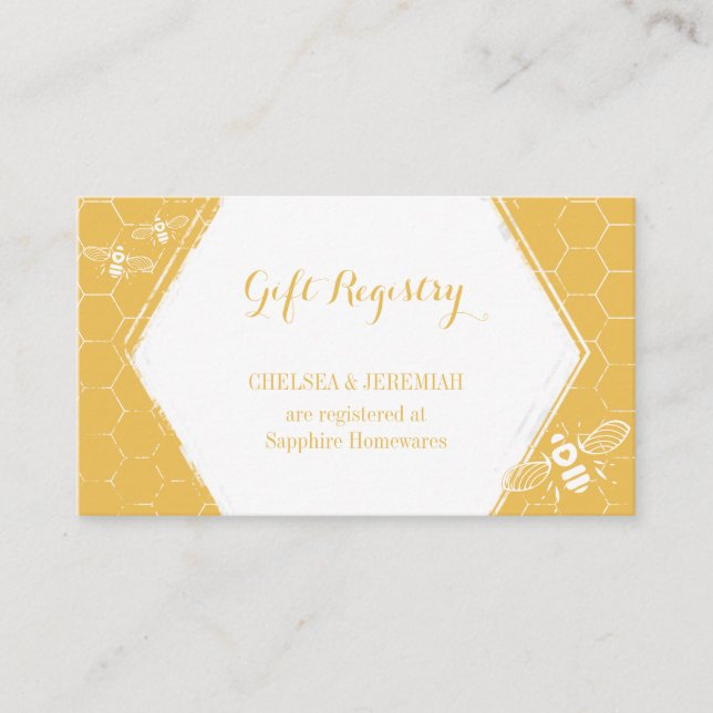 Honey Bee Yellow Gift Registry Card (Front)
