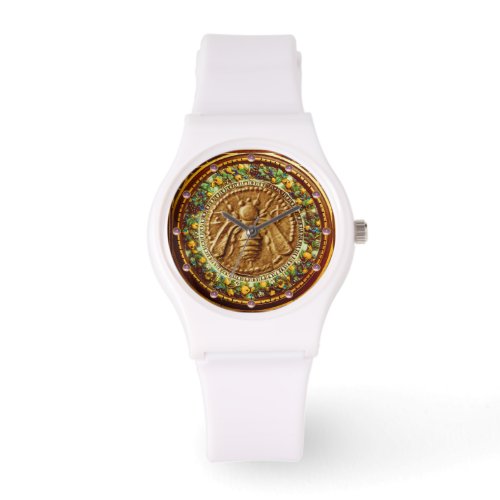 HONEY BEE  YELLOW GREEN FLORENTINE FLORAL CROWN WATCH