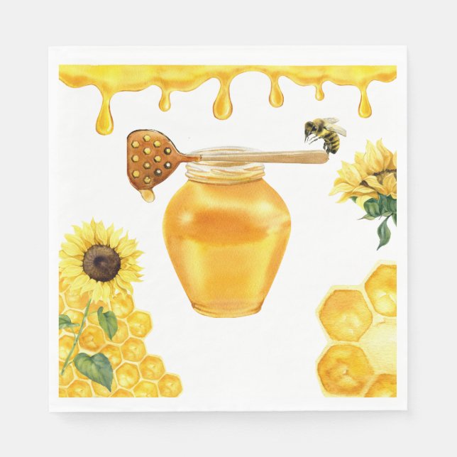 Honey Bee Yellow Honey Baby Shower Decor Napkins (Front)