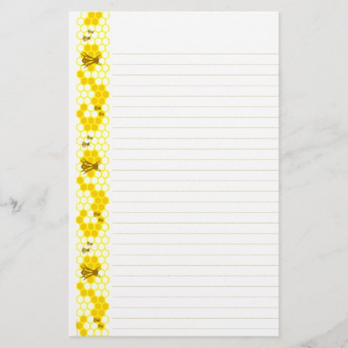 Honey Bee Yellow Honeycomb Lined Stationery