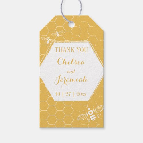 Honey Bee Yellow Pattern Thank You Gift Tags