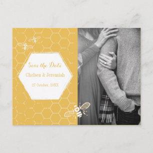 Honey Bee Yellow Photo Save the Date Postcard