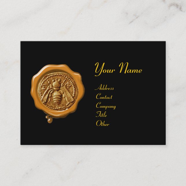 HONEY BEE YELLOW WAX SEAL / Cupid the Honey Thief Business Card (Front)